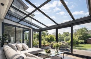 kış bahçesi cam çatı sistemi açılır cam tavan panoramik tasarım