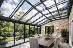 kış bahçesi cam çatı sistemi sabit cam tavan modern tasarım