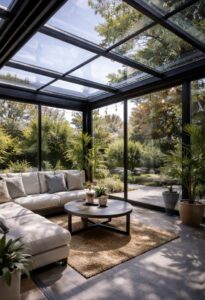 Arnavutköy cam tavanlı kış bahçesi oturma alanı modern tasarım Nur Kış Bahçesi
