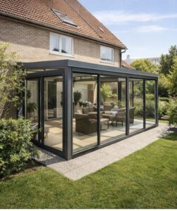 Çorlu kış bahçesi villa bahçesinde modern cam kaplama kış bahçesi sistemi