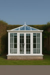 bahçede kullanılan sekizgen cam kış bahçesi modern pavilion tasarımı