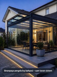Sinanpaşa pergola kış bahçesi cam tavan sistemi