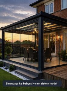 Sinanpaşa kış bahçesi modern cam sistem kapalı teras