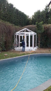 6gen yuvarlak kış bahçesi yapımı havuz kenarı montaj aşaması Nur Kış Bahçesi