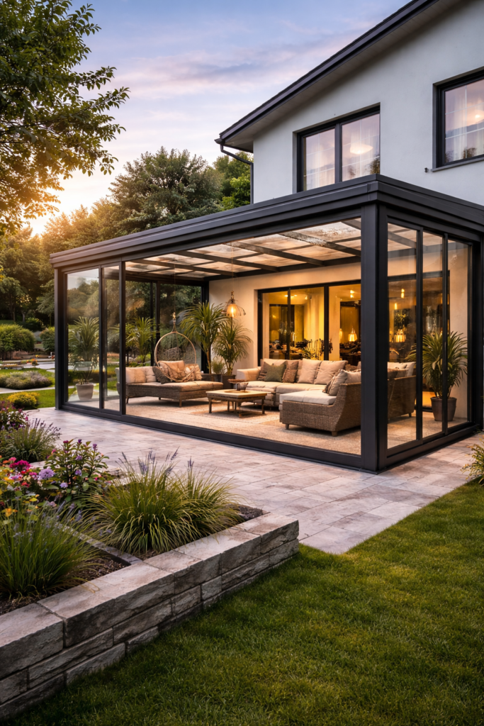 modern müstakil kış bahçesi cam ve alüminyum sistem