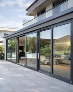 hebe schiebe sürme kapı sistemi villa teras uygulaması geniş camlı alüminyum doğrama