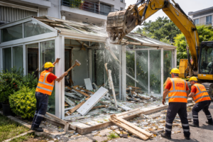 kaçak kış bahçesi yıkımı belediye ekipleri cam veranda yıkım işlemi