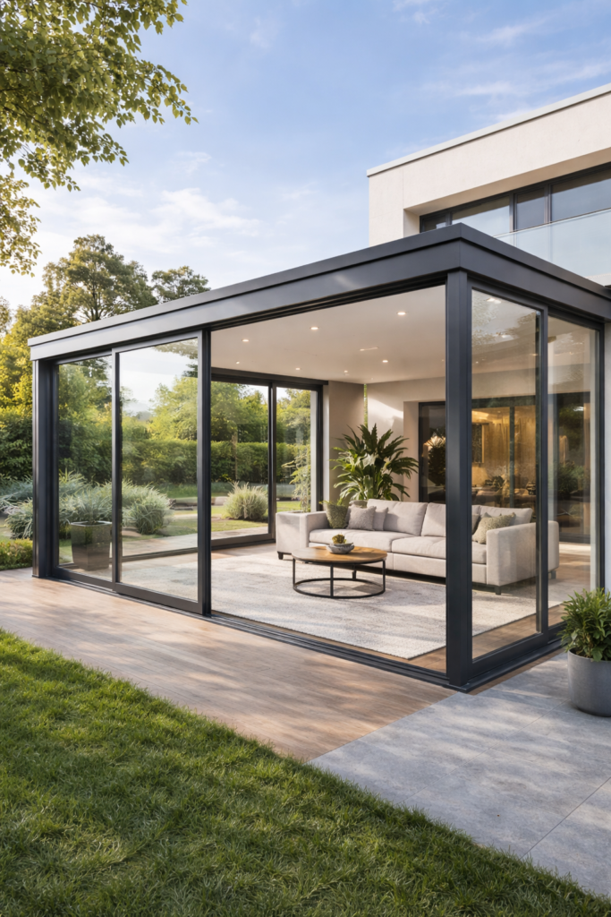 kış bahçesi iç dekorasyon modern oturma alanı