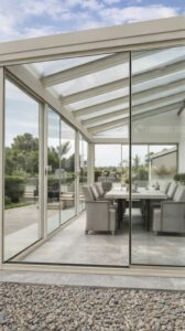 veranda kış bahçesi cam tavan modern sistem