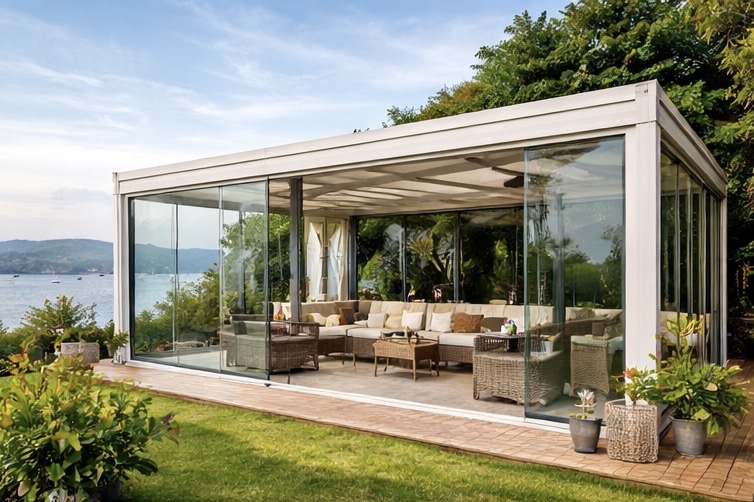 Adalar kış bahçesi modern pergola sistem deniz manzaralı Büyükada Heybeliada kış bahçesi