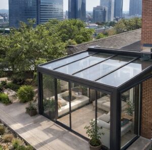 Şişli cam tavanlı kış bahçesi modeli modern teras kapama sistemi
