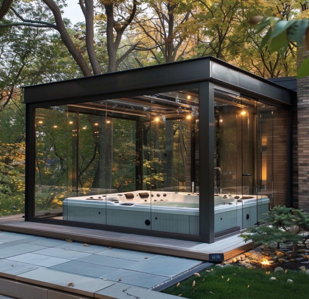 havuzlu kış bahçesi cam sistem kapalı havuz alanı modern tasarım