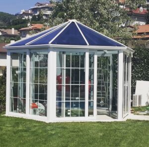 8gen yuvarlak kış bahçesi modeli bahçede bağımsız cam sistem Nur Kış Bahçesi