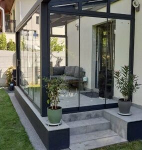 Kilyos veranda tipi cam kış bahçesi duvara yaslı sistem