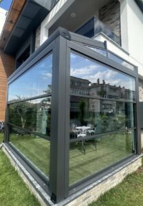 Pozantı kış bahçesi cam sistem alüminyum modern tasarım