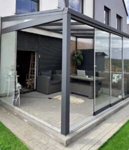 Dinar sürgülü camlı kış bahçesi modern tasarım