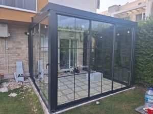 Havsa kış bahçesi siyah alüminyum sürgülü cam sistem Nur Kış Bahçesi