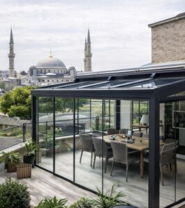 Modern cam kış bahçesi modeli ve alüminyum kış bahçesi tasarımı