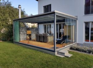 Hamur pergola kış bahçesi modern açık oturma alanı sistemi