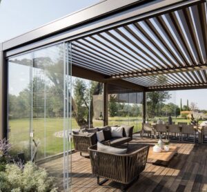 Modern açılır kapanır pergola kış bahçesi sistemi