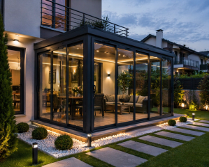 Erbaa kış bahçesi modern cam sistem gece aydınlatmalı kış bahçesi Nur Kış Bahçesi