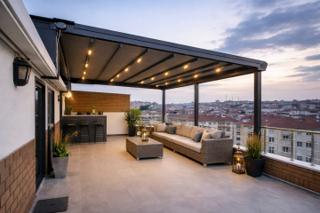 Alüminyum pergola sistemi dış mekân uygulaması