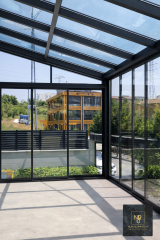 Tek eğim çatılı kış bahçesi modern cam veranda kapama sistemleri Nur Kış Bahçesi