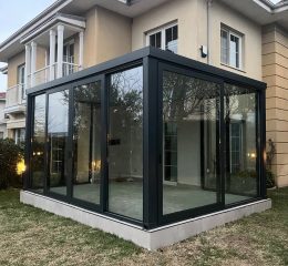 Gökçeada modern cam kış bahçesi köşe birleşimli lüks kış bahçesi sistemi