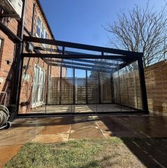 Sultandağı sürgülü cam kış bahçesi modern pergola ve cam kapama sistemi