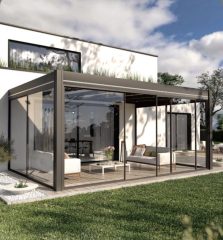Modern alüminyum konstrüksiyonlu cam tavanlı kış bahçesi modeli